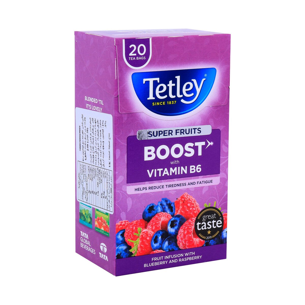 Tetley Super Fruits Boost Blueberry & Raspberry 20 pcs