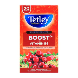 Tetley Super Fruits Boost With Vitamin B6 Cranberry And Elderflower Teabags 20 Teabags