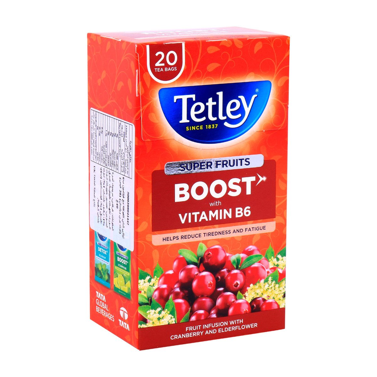 Tetley Super Fruits Boost With Vitamin B6 Cranberry And Elderflower Teabags 20 Teabags