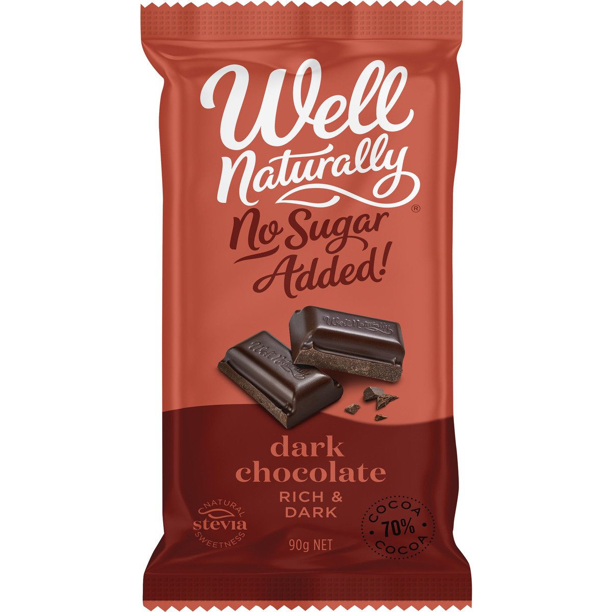 Well Naturally No Sugar Added Dark Chocolate Rich & Dark 90 g