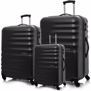 American Tourister Preston Hard Trolley 3Pc Set 55cm, 67cm, 77cm Black