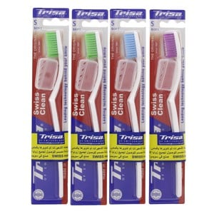 Trisa Swiss Clean Original Tooth Brushes Soft Assorted Colours 4 pcs
