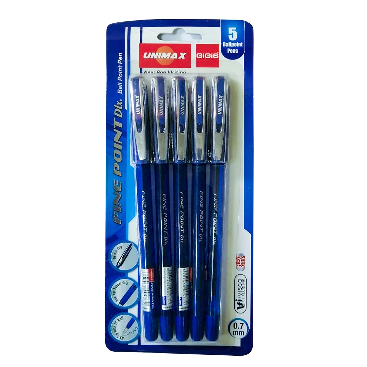 Unimax 0.7mm Fine Point Dlx Pen 5pcs