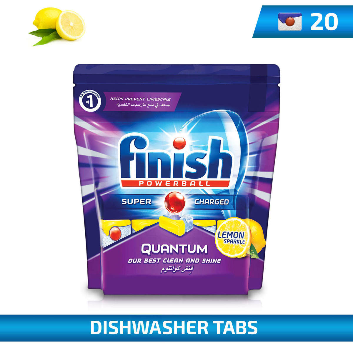 Finish Dishwasher Detergent Quantum Lemon Tabs 20pcs