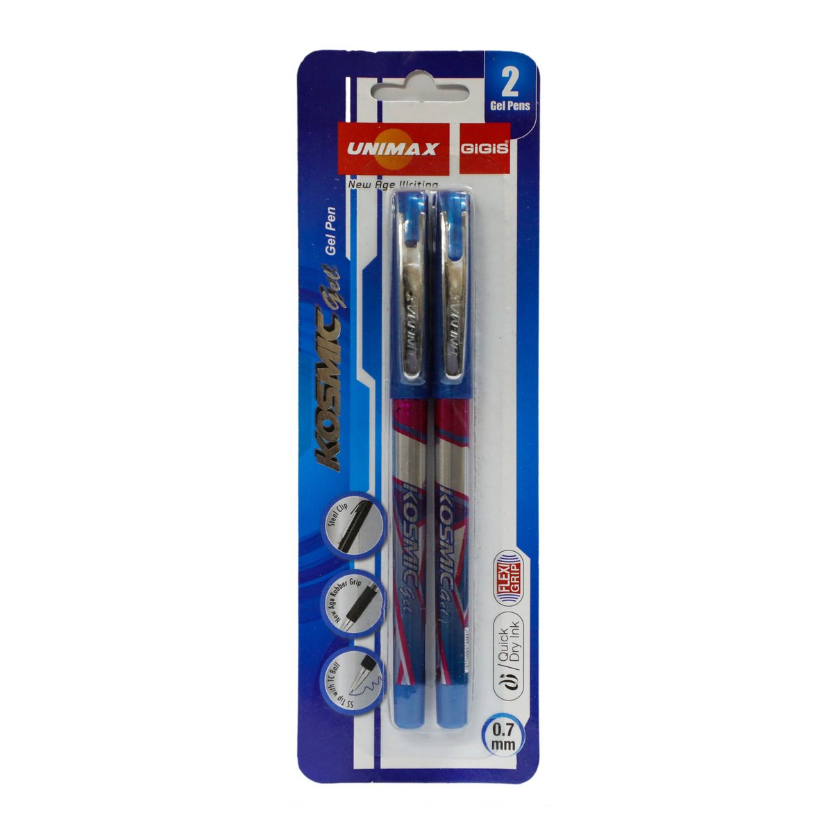 Unimax 0.7mm Kosmic Gel Pen Blue 2pcs