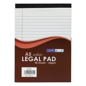 Leeno A5 White Legal Pad 2301 40sheets