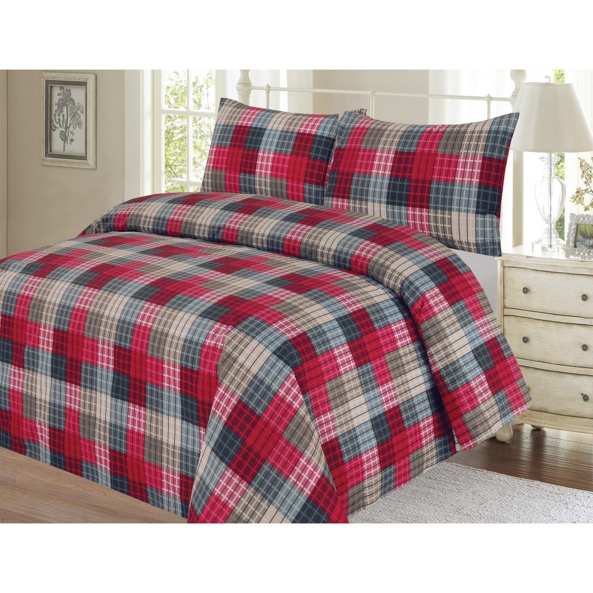 Austir Comforter Queen 4pcs Set Multi Check