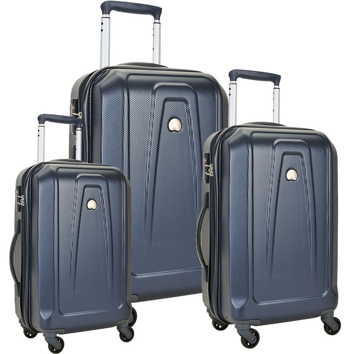 Delsey Keira 4Wheel Hard Trolley 3Pc Blue