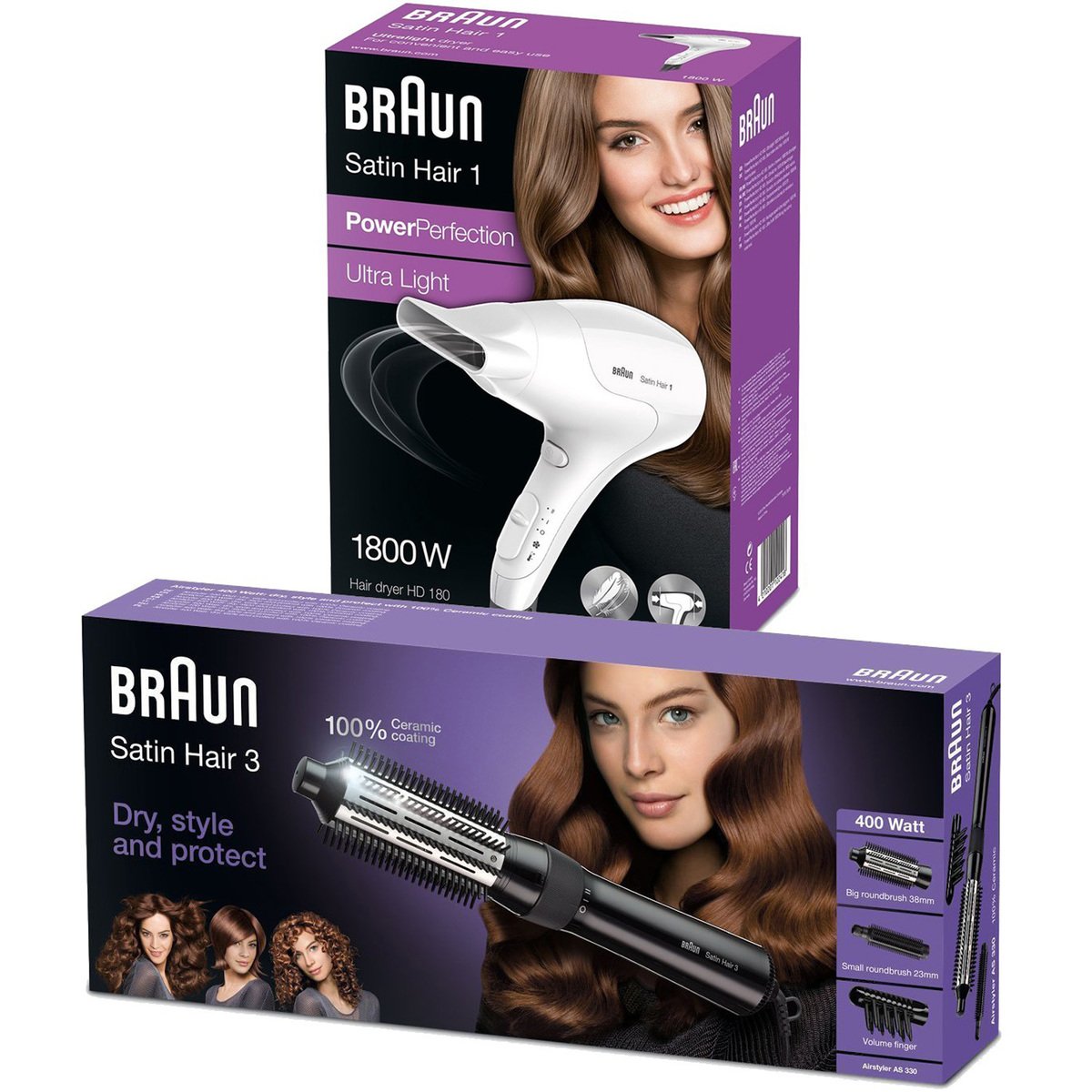 vragenlijst Uitreiken bossen Braun Satin Hair 3 Airstyler AS 330 + Braun Satin Hair 1 Hair Dryer HD 180  Online at Best Price | Hair Stylers | Lulu UAE