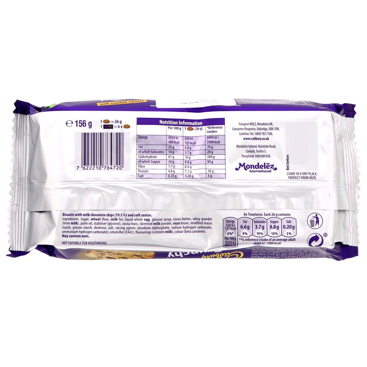 Cadbury Crunchy Melts Soft Cookie Centre 156 g