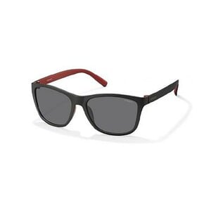 Polaroid Unisex Sunglass 3011S LLQ57Y2 Rectangular Square Matte Black Dark Red