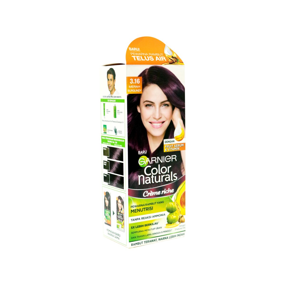 Garnier Hair Colour Natural Shade3.16 Burgandy 1Pcs