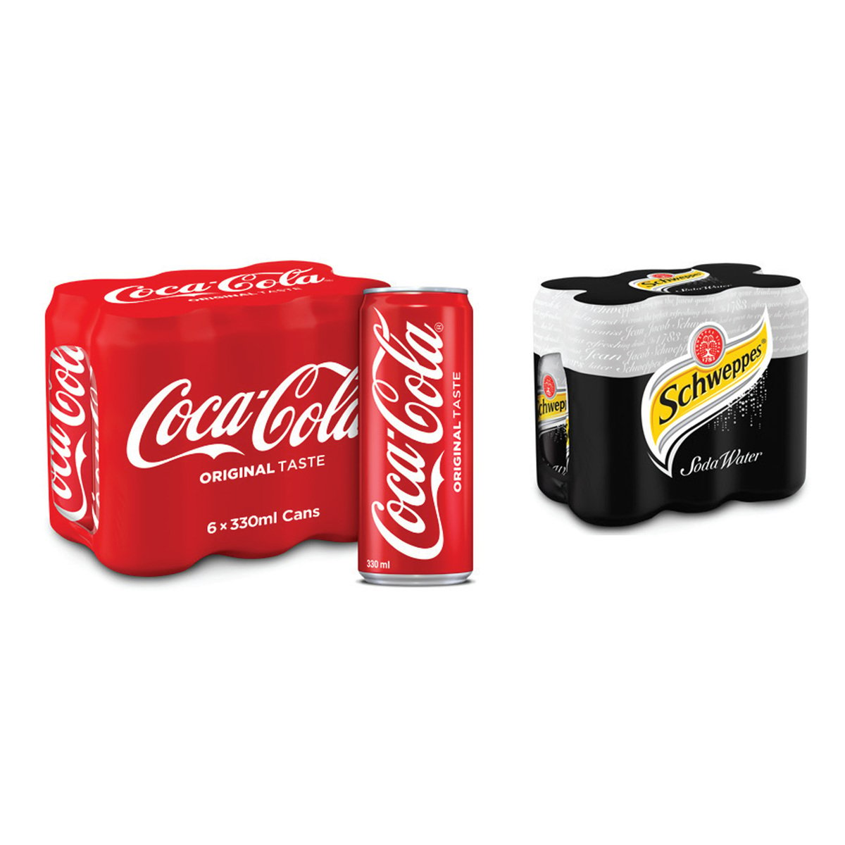 Coca Cola Regular 6 x 330 ml + Schweppes 6 x 300 ml