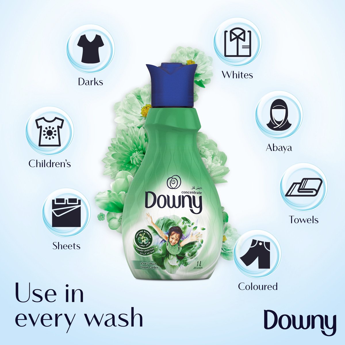 Downy Concentrate Fabric Softener Dream Garden 1Litre 2+1