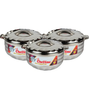 Chefline Stainless Steel Hot Pot Set WAVES 3pcs 2.5L+3.5L+5L