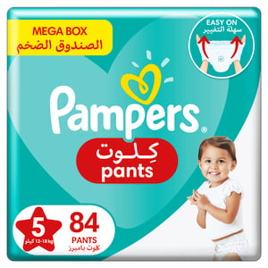 Pampers Baby-Dry Pants Diapers Size 5, 12-18kg With Stretchy Sides for Better Fit 84pcs