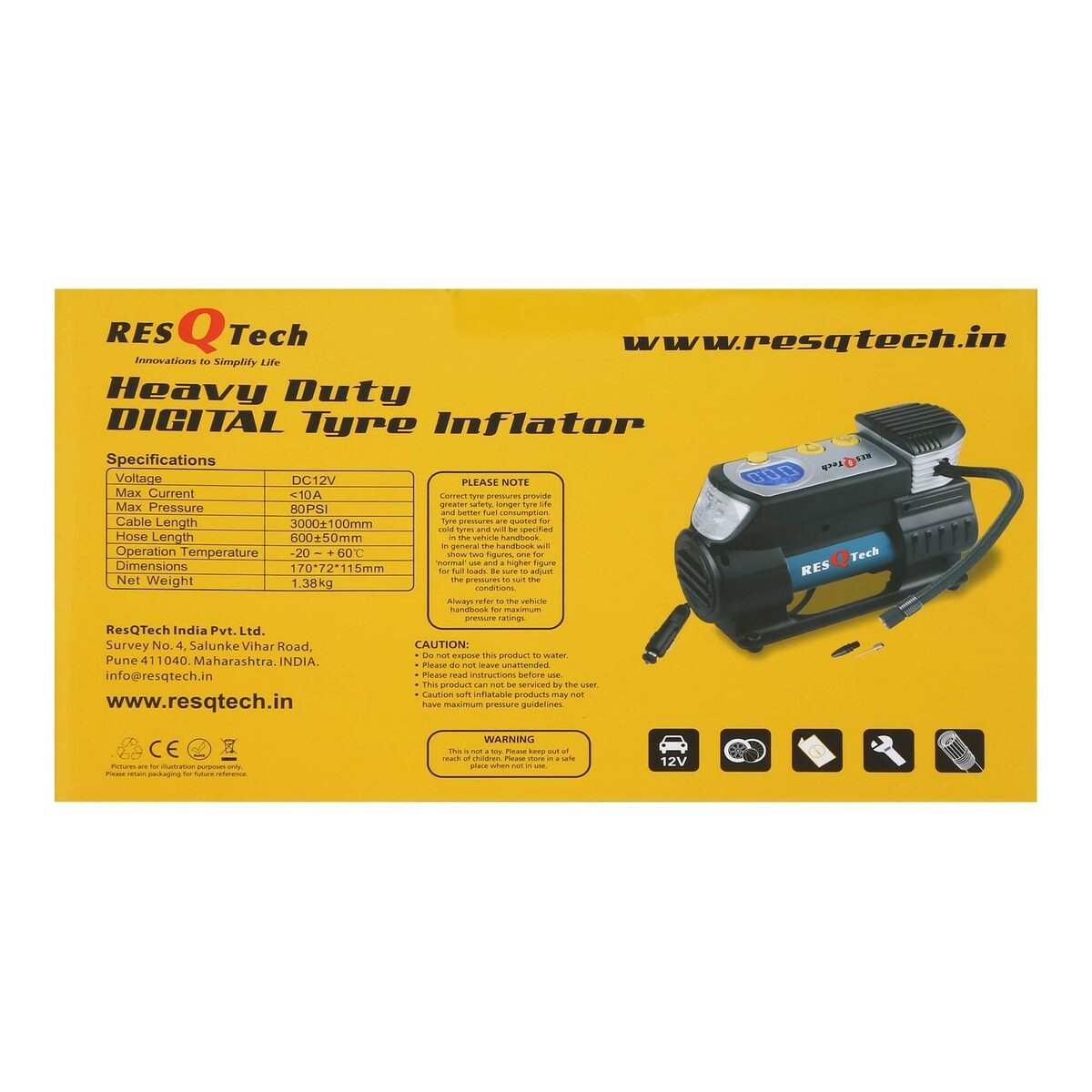 Resqtech Heavy Duty Digital Tyre Inflator AC102