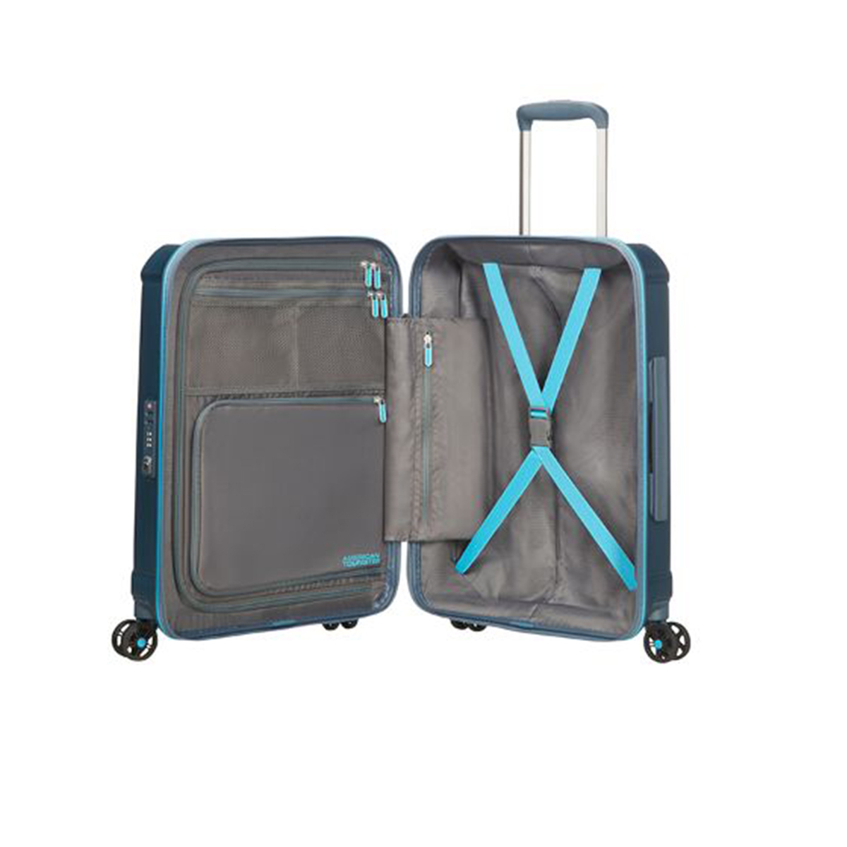 American Tourister Technum Spinner 4Wheel Hard Trolley 77cm Metallic Blue