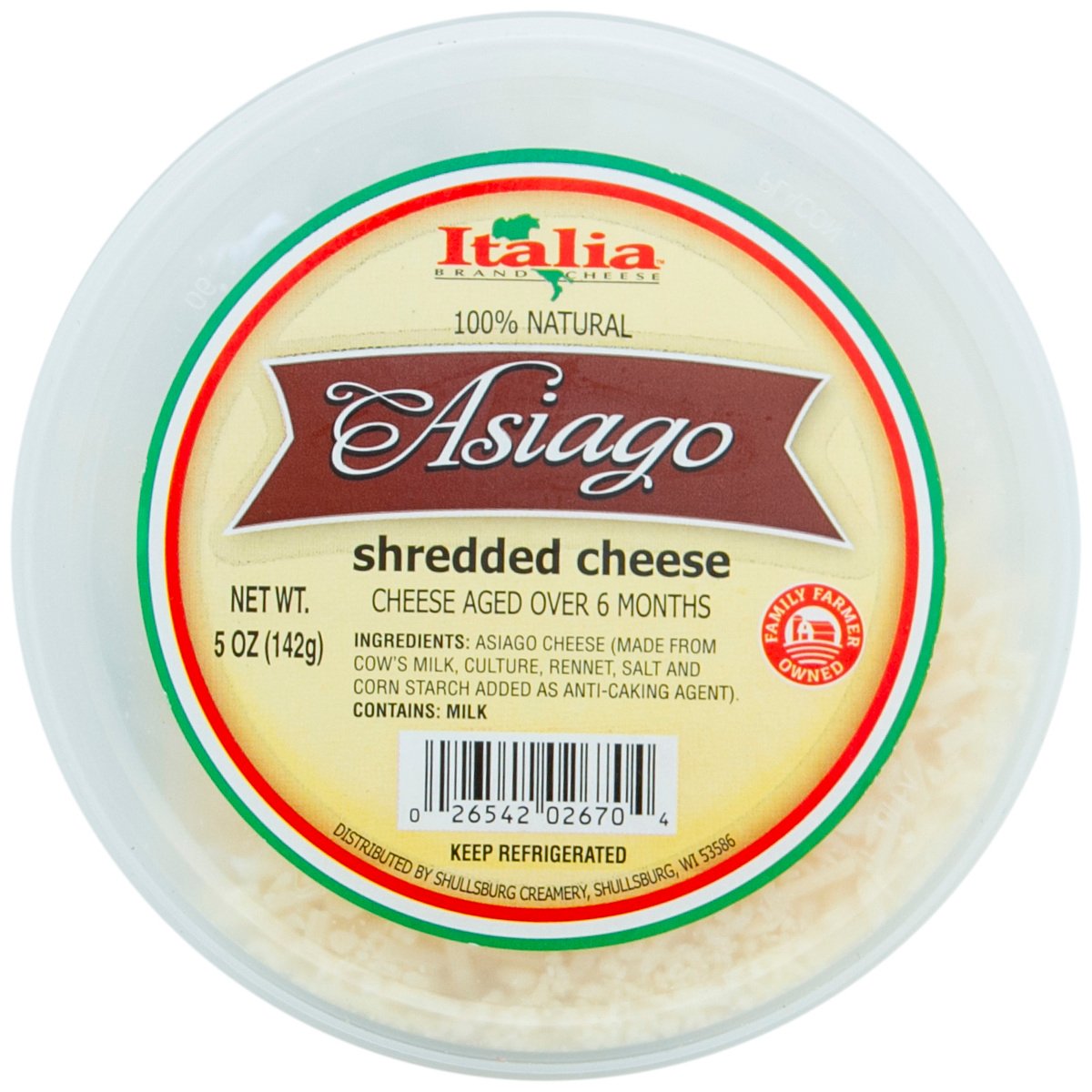 Italia Asiago Shredded Cheese 142 g