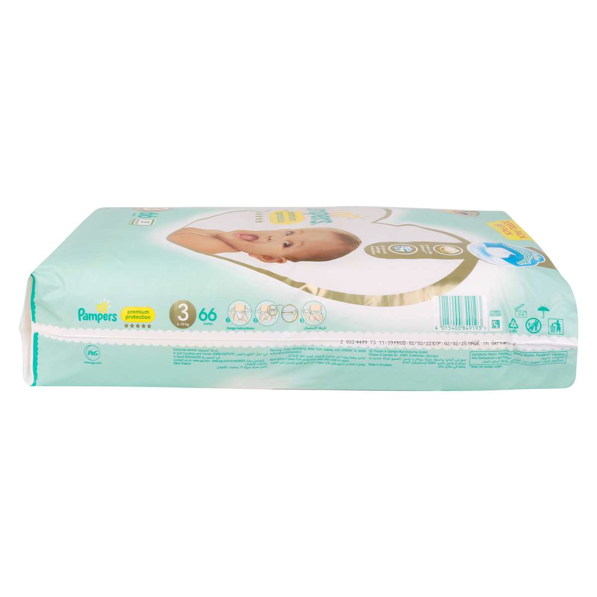 Pampers Premium Baby Diapers Size 3, 6-10kg 66pcs
