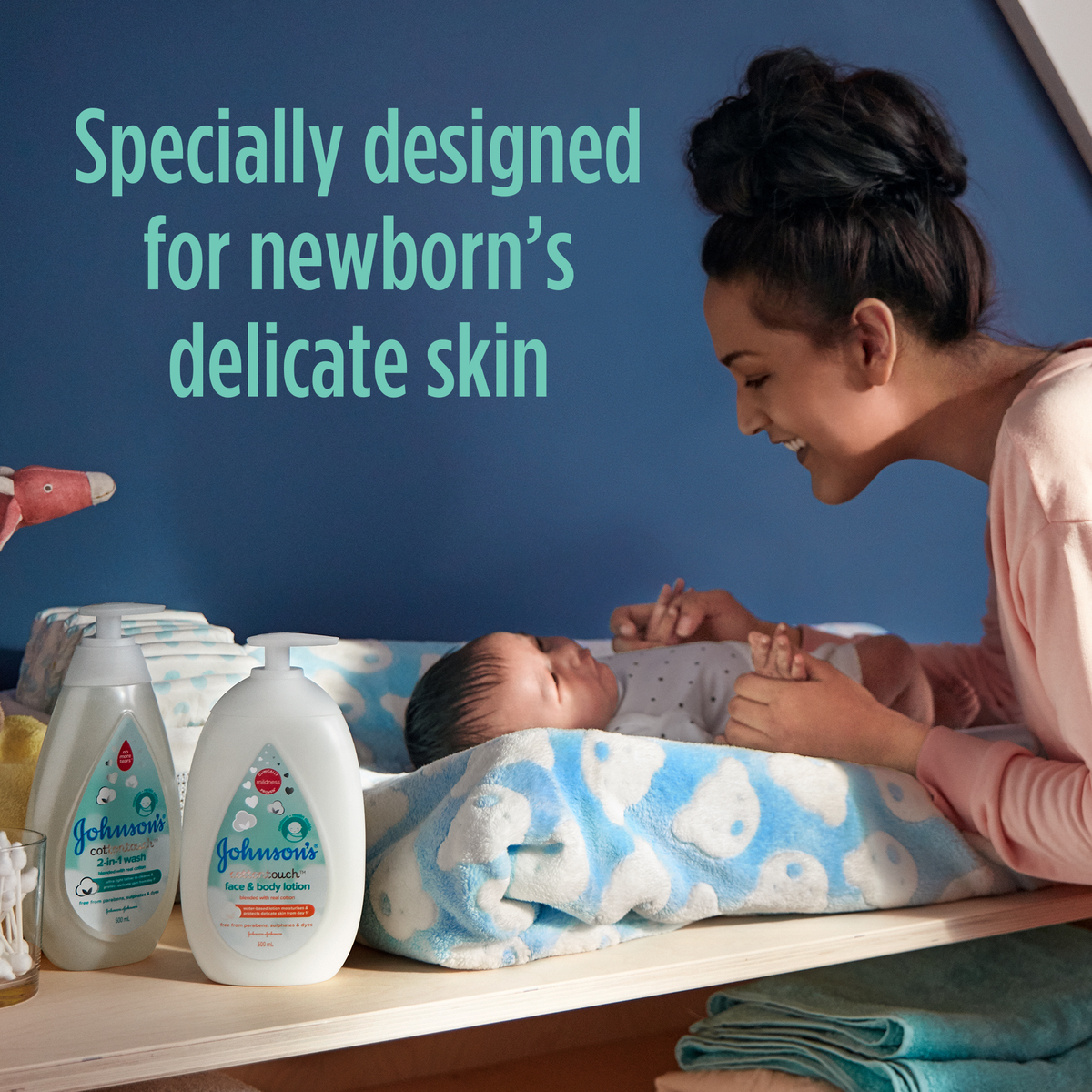 Buy Johnson's CottonTouch Newborn Baby Lotion, 500ml, Made With Natural  Cotton For Baby's Delicate Skin, pH Balanced, Hypoallergenic, Paraben Free  Moisturizer Online at Low Prices in India 