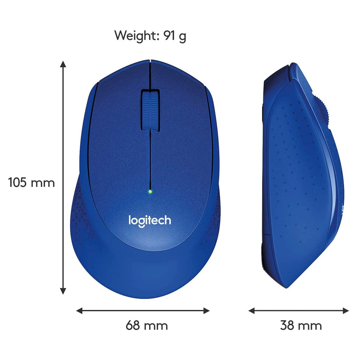 Logitech M330 Silent Plus Wireless Mouse,2.4GHz with USB Nano Receiver,Blue