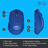 Logitech M330 Silent Plus Wireless Mouse,2.4GHz with USB Nano Receiver,Blue