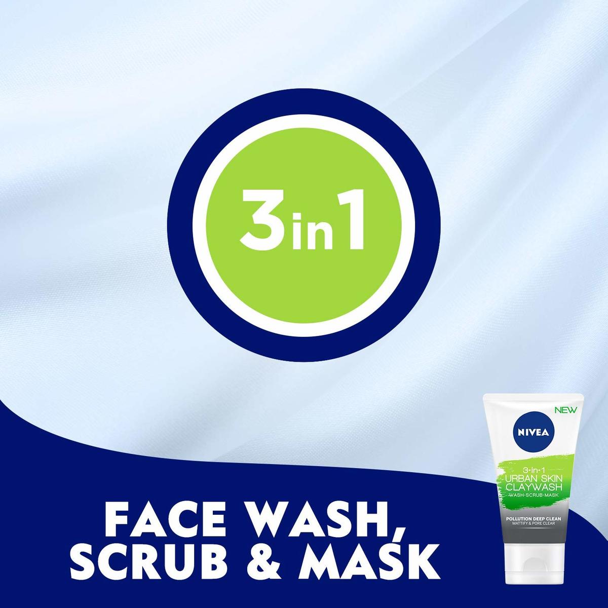 Nivea Face Wash Urban Skin 3in1 Clay Wash 150 ml