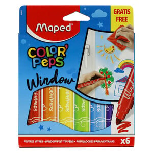 Maped Color'Peps Felt-Tip Pens Window + Cloth 6pcs