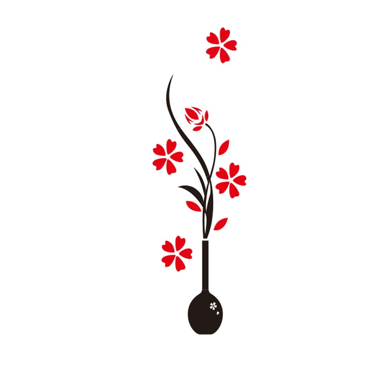 Maple Leaf Home Flower Vase Acrylic Wall Stickers 01 450x1500mm