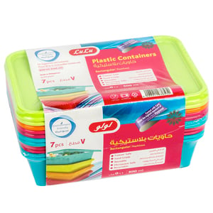 LuLu Plastic Containers Rectangular 500 ml 7 pcs