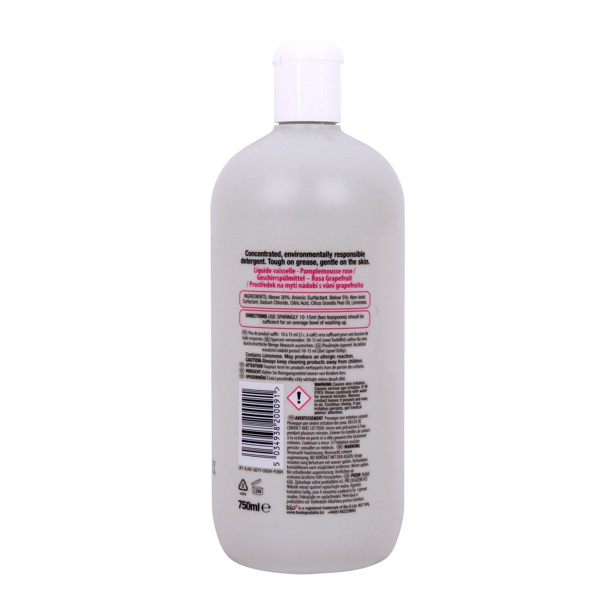 Bio D Concentrated Washing Up Liquid Pink Grapefruit 750ml
