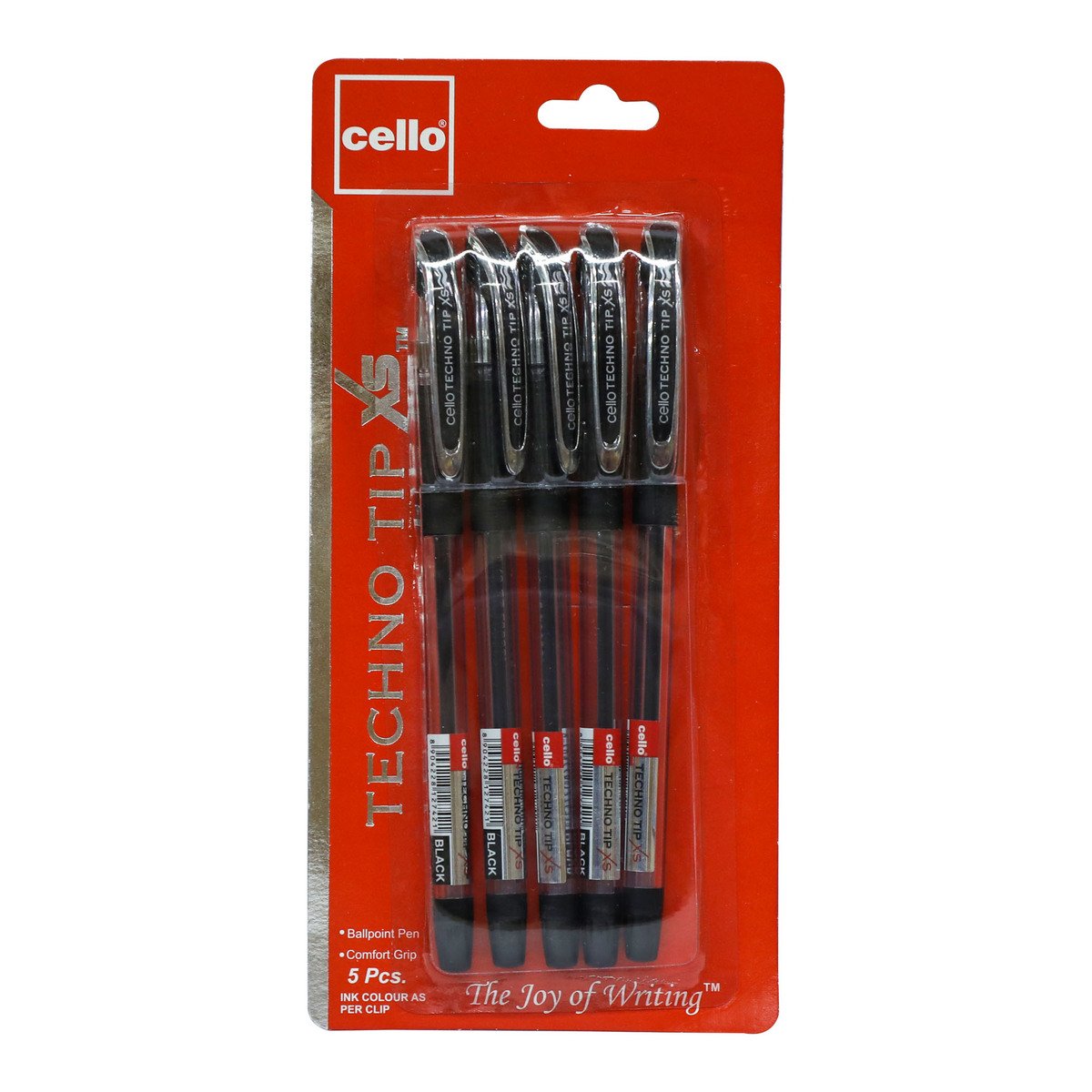 Cello 0.7mm Ballpoint Pen Techno Tip XS Black 5pcs