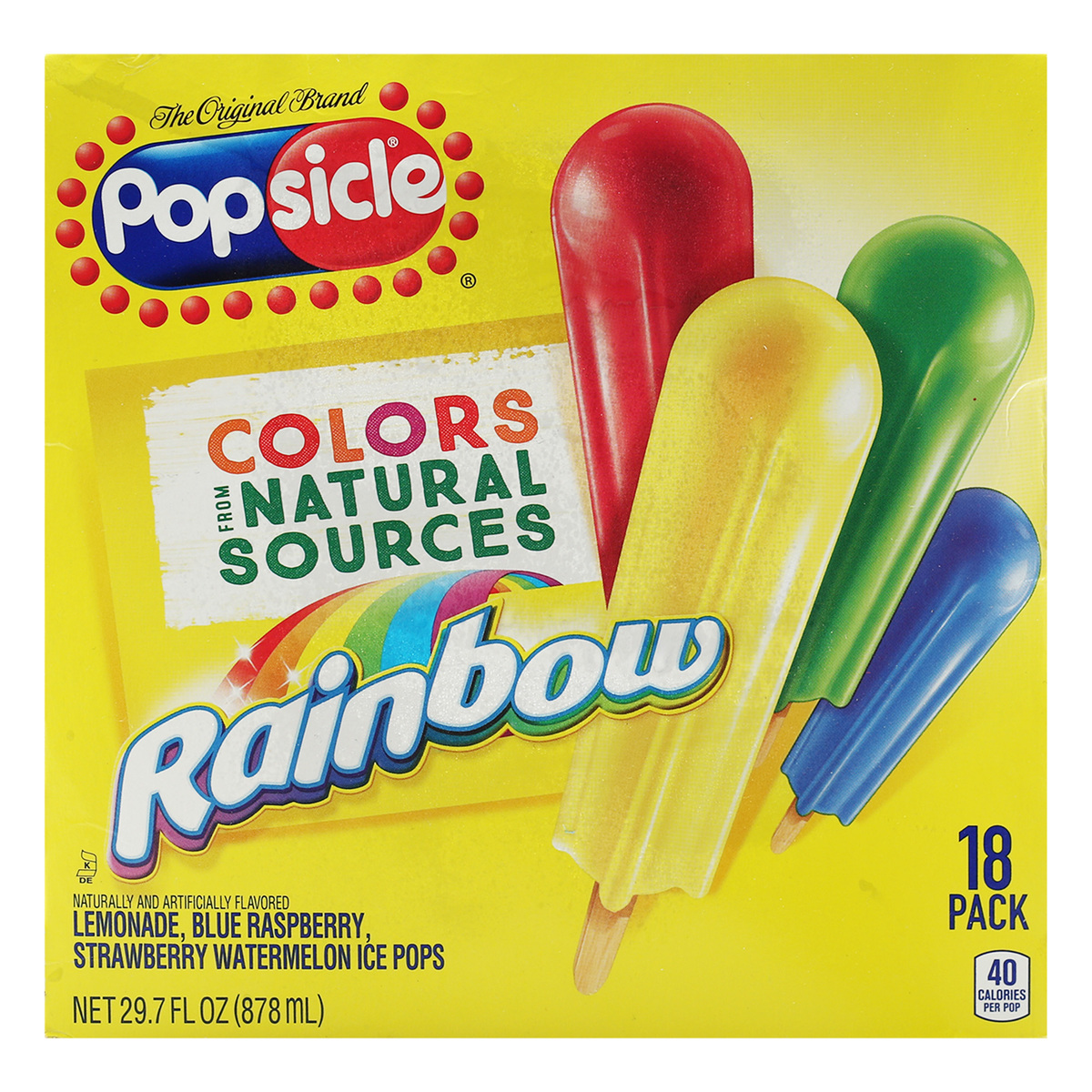 Popsicle Fruit Flavored Rainbow Ice Pops 18 pcs 878 ml Online at Best Price, Products from USA