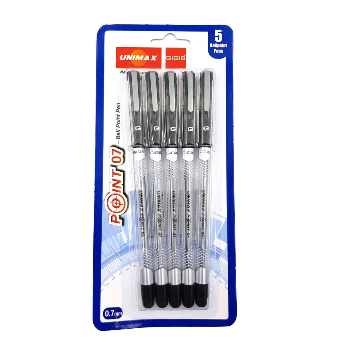 Unimax 0.7mm Point 07 Black Pen 5pcs