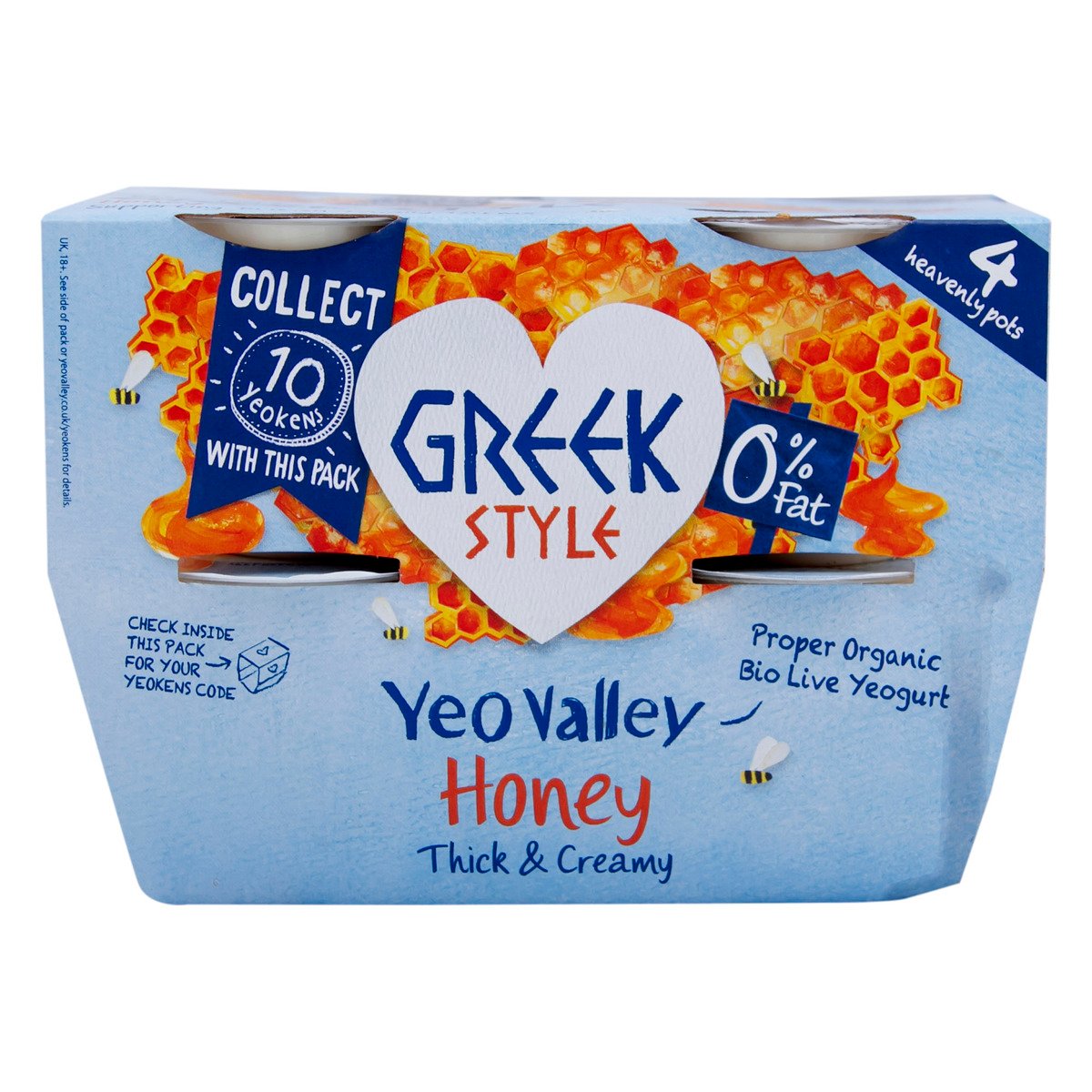 Yeo Valley Greek Style Honey Thick And Creamy Yogurt 4 x 120 g