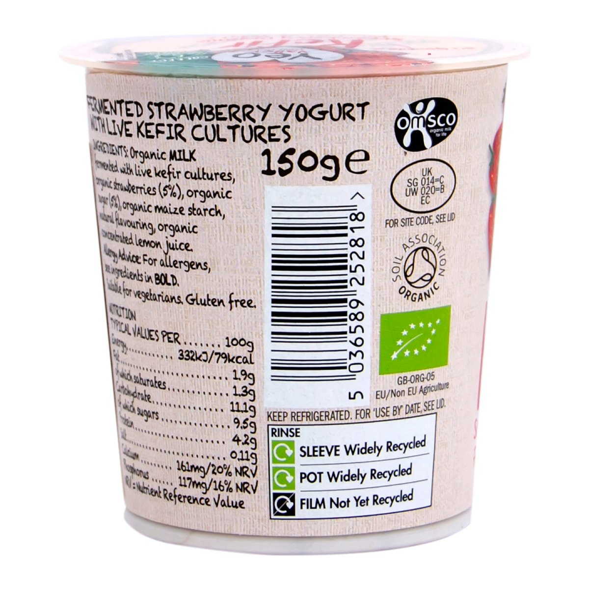 Yeo Valley Kefir Strawberry Organic Fermented Yogurt 150 g