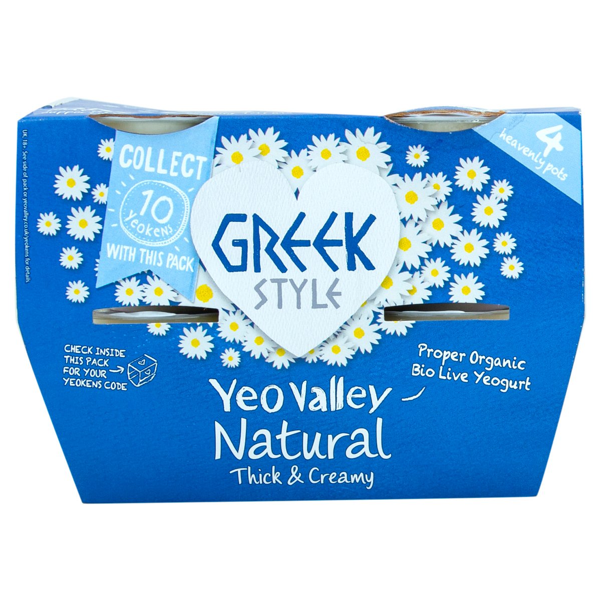 Yeo Valley Organic Greek Style Yogurt Natural 4 x 120 g