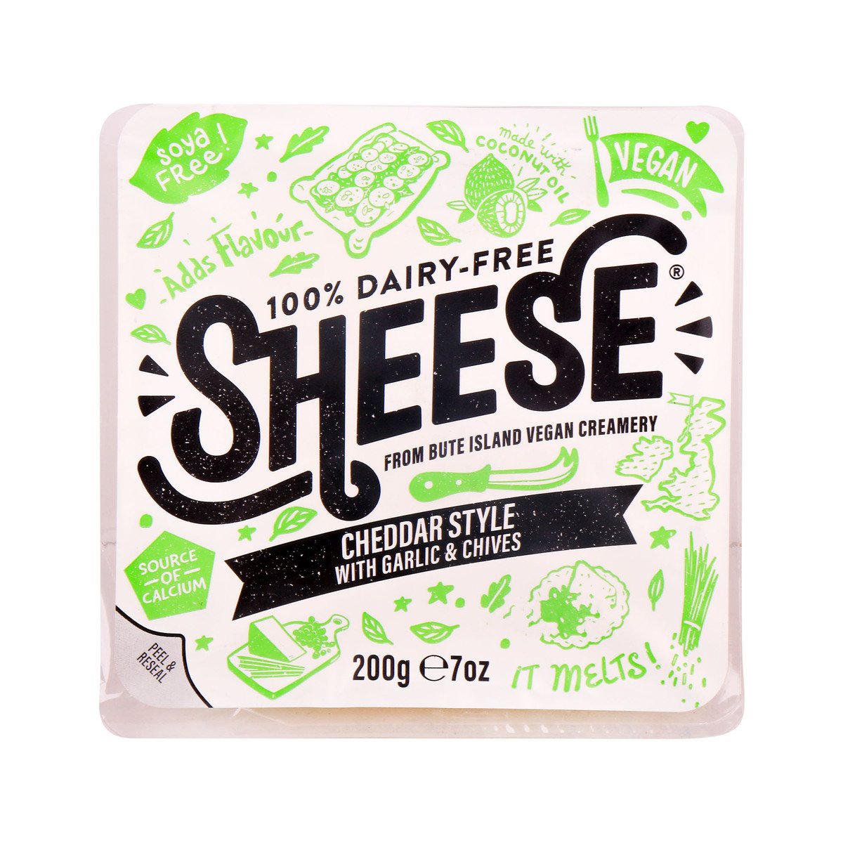 Sheese Cheddar Style with Garlic & Chives Cheese 200g Online at Best ...