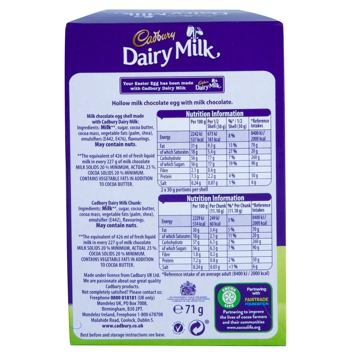 Cadbury Dairy Milk Chocolate Egg 71 g