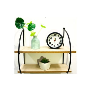 Maple Leaf Wall Shelf Metal+Wood 30X15X26cm XS-1910-54 Black&Grey