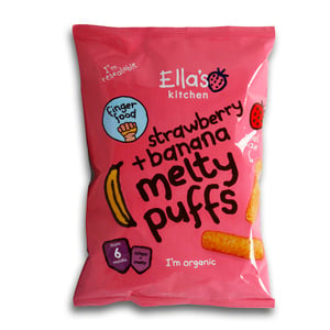 Ella's Kitchen Organic Strawberry & Banana Melty Puffs From 6 Months 20g