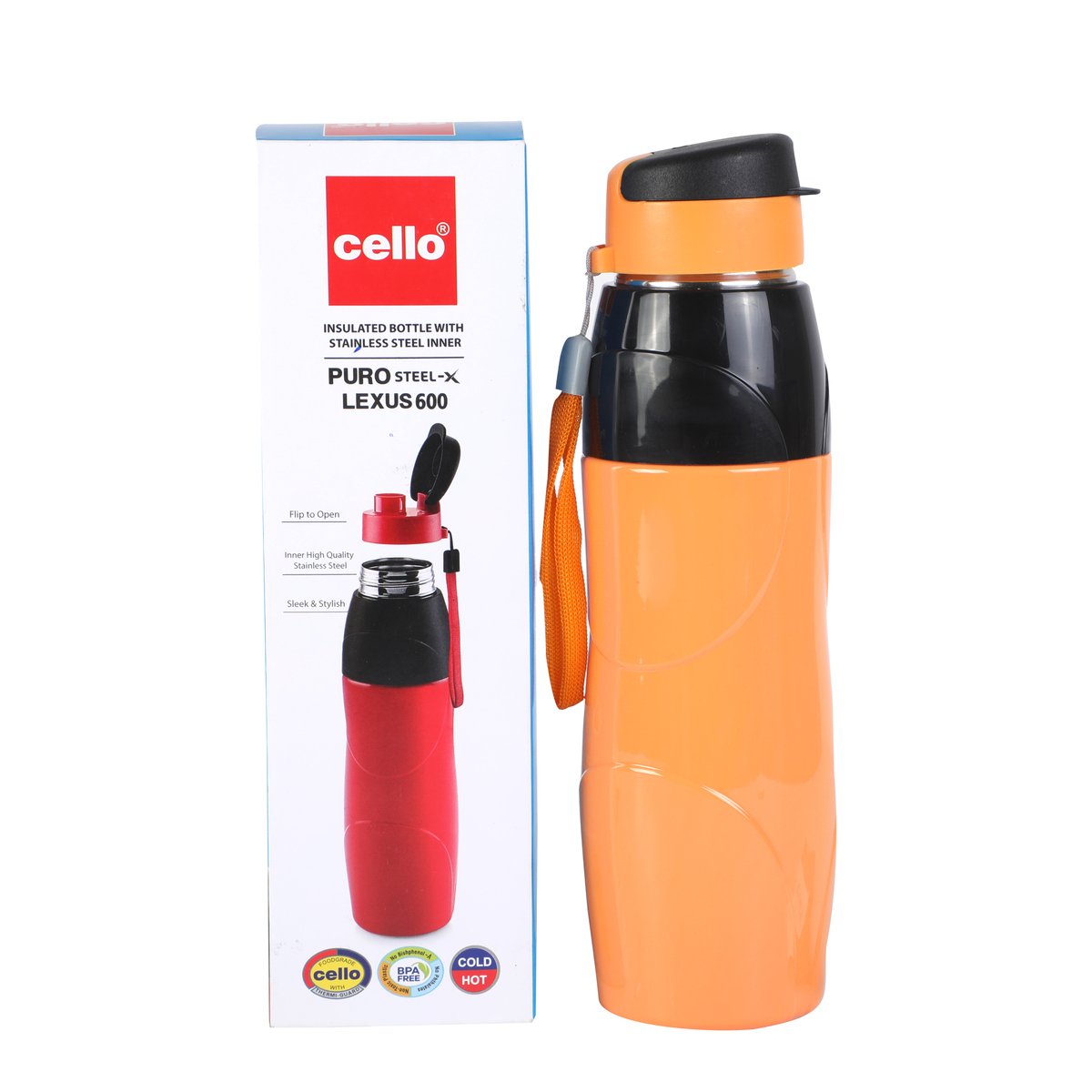 Cello Water Bottle  Stainless Steel Lexus 600ml