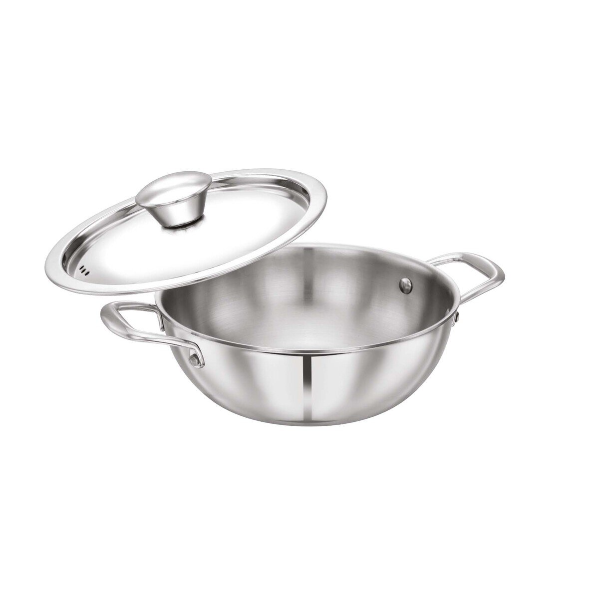 Chefline Stainless Steel Tri-Ply Kadai With Lid, 24 cm, INDRI