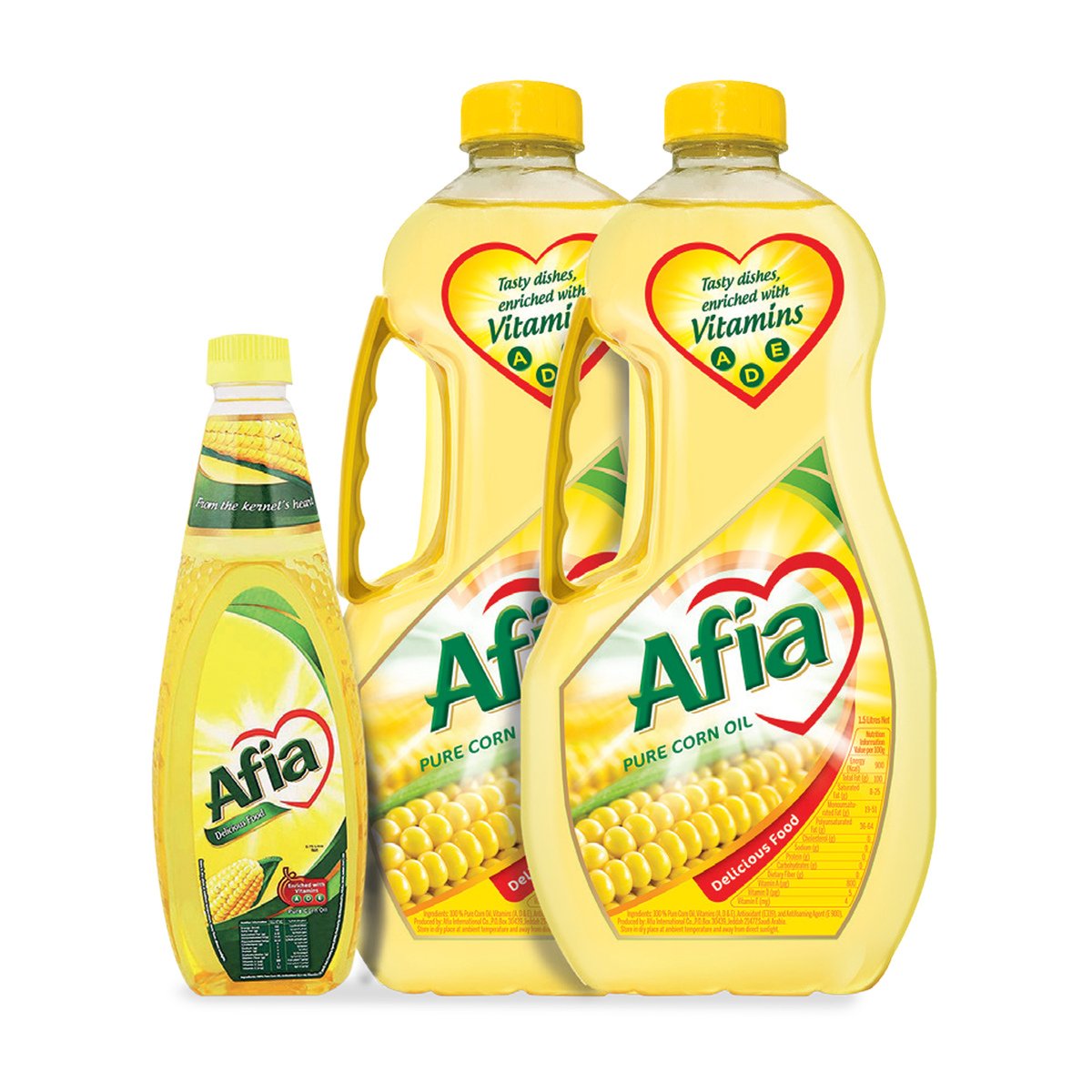 Afia Pure Corn Oil 2 x 1.5 Litres + 750 ml