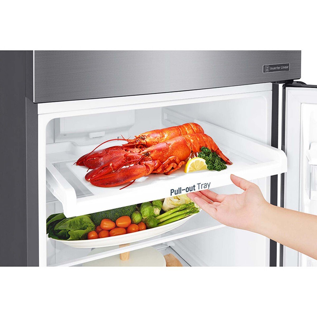 LG Double Door Refrigerator GN-B402SLCB 335LTR, Smart Inverter Compressor, Pull-out Tray, Big Size Veggie Box