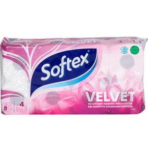 Softex Toilet Roll Embossed 4ply x 155 Sheets 8 pcs