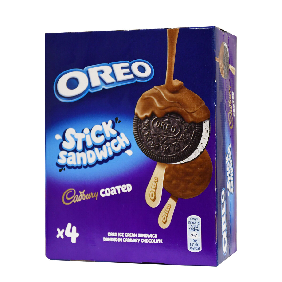 Oreo Cadbury Coated Ice Cream Sandwich Stick 4 x 75 ml