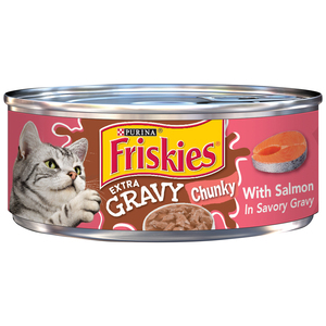 Purina Friskies Gravy Wet Cat Food Extra Gravy Chunky With Salmon In Savory Gravy 156 g