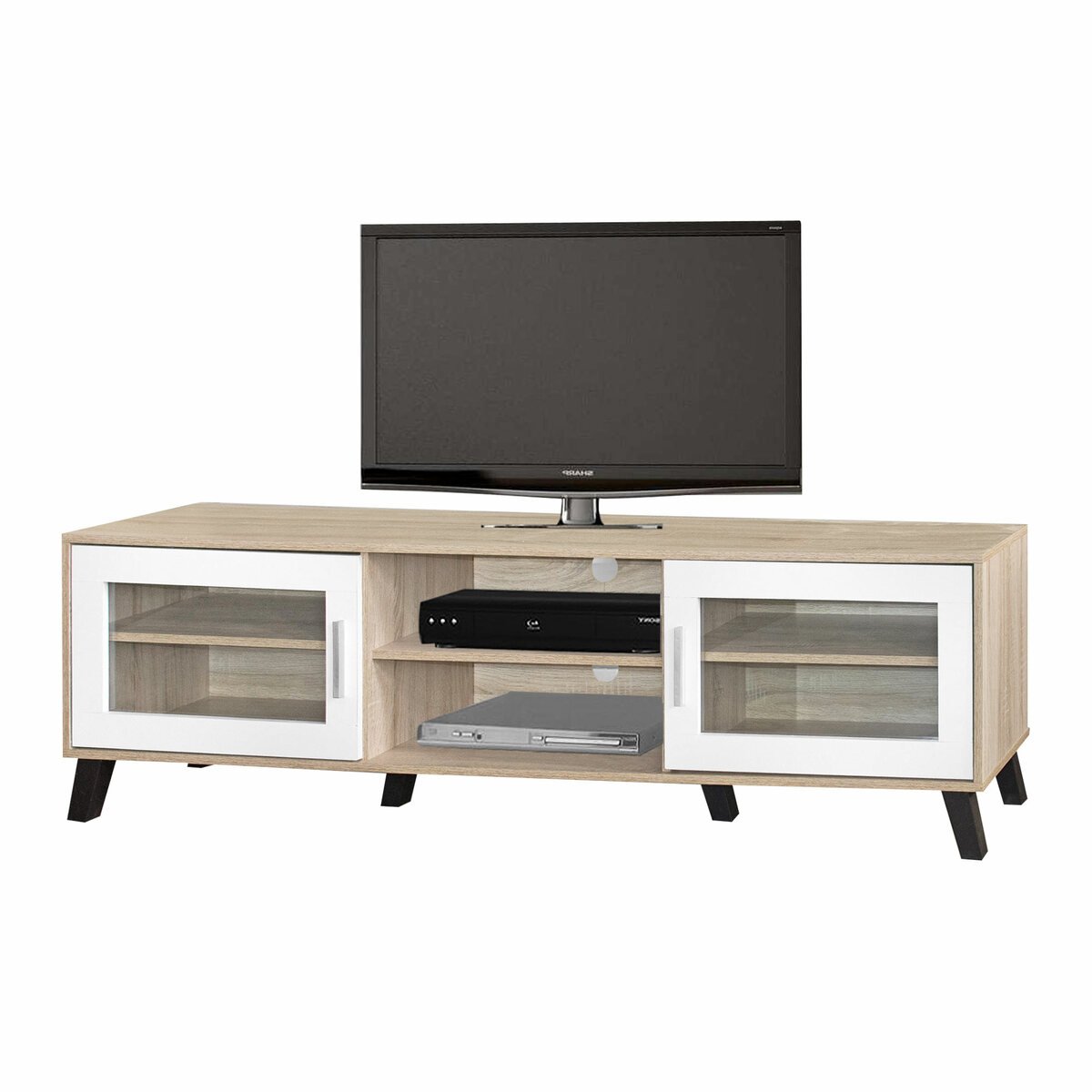 Maple Leaf Home TV Cabinet Wooden TV6049NM Size: L180 x W40 x H50cm Oak & White